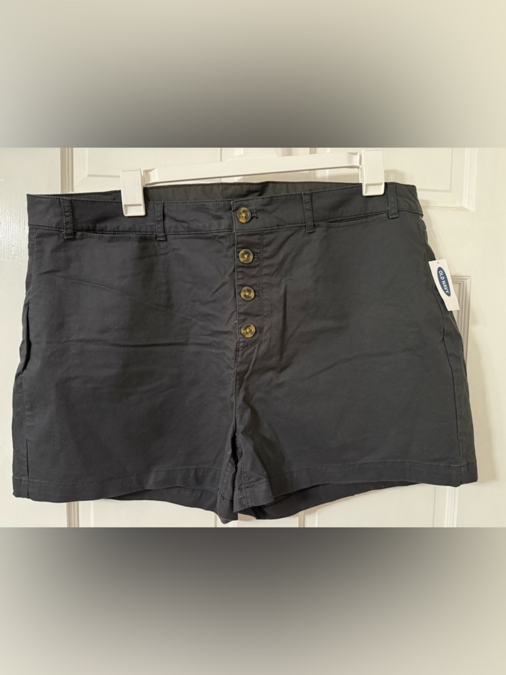 NWT d Navy Button-Front Dark Gray Shorts New 20W